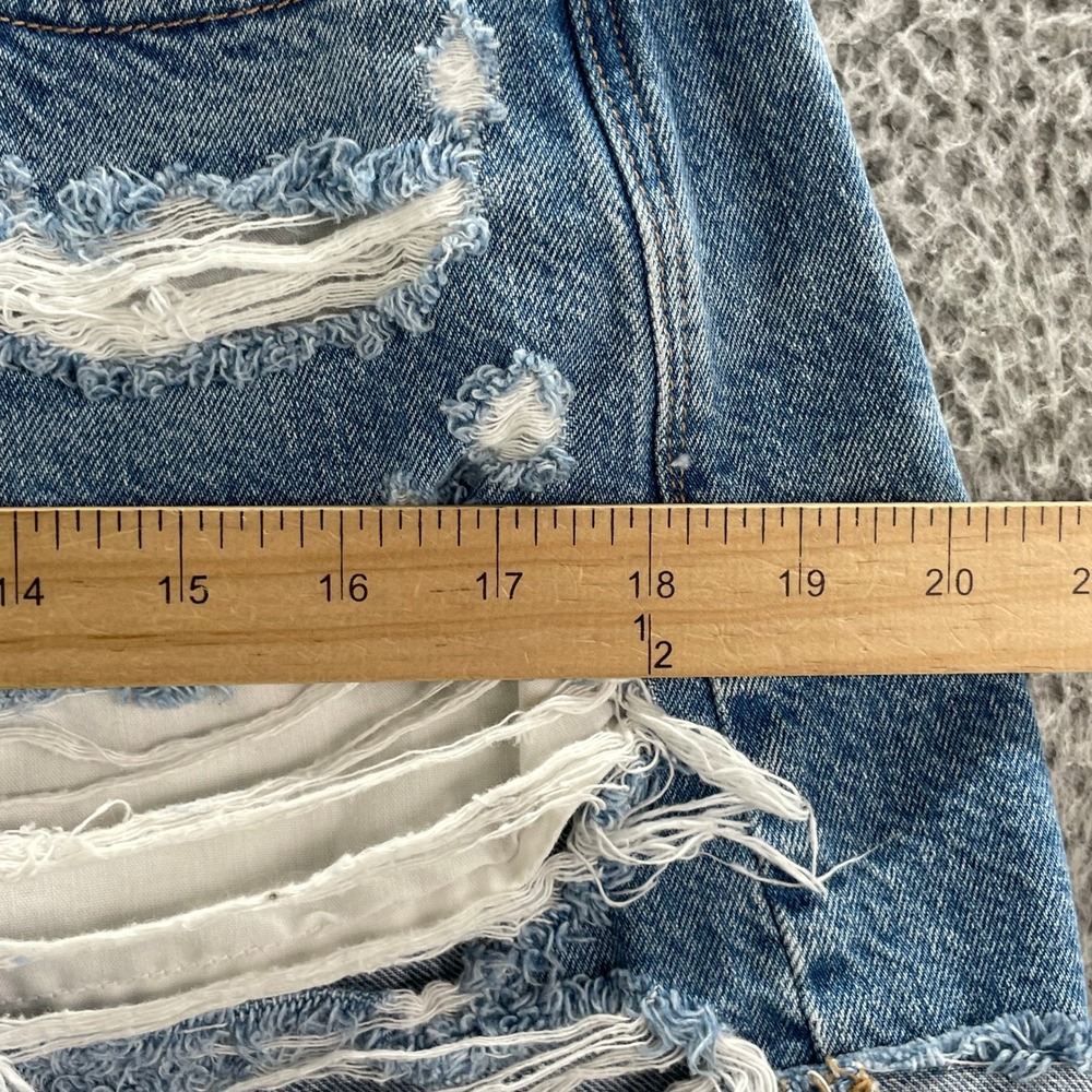 American Eagle Denim Shorts Womens 10 Blue Distressed High Rise Frayed Raw Hem - Picture 6 of 11
